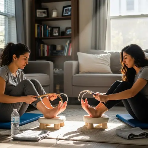 Hispanic and Middle-Eastern Women Enjoy Self Feet Bastinado at Home