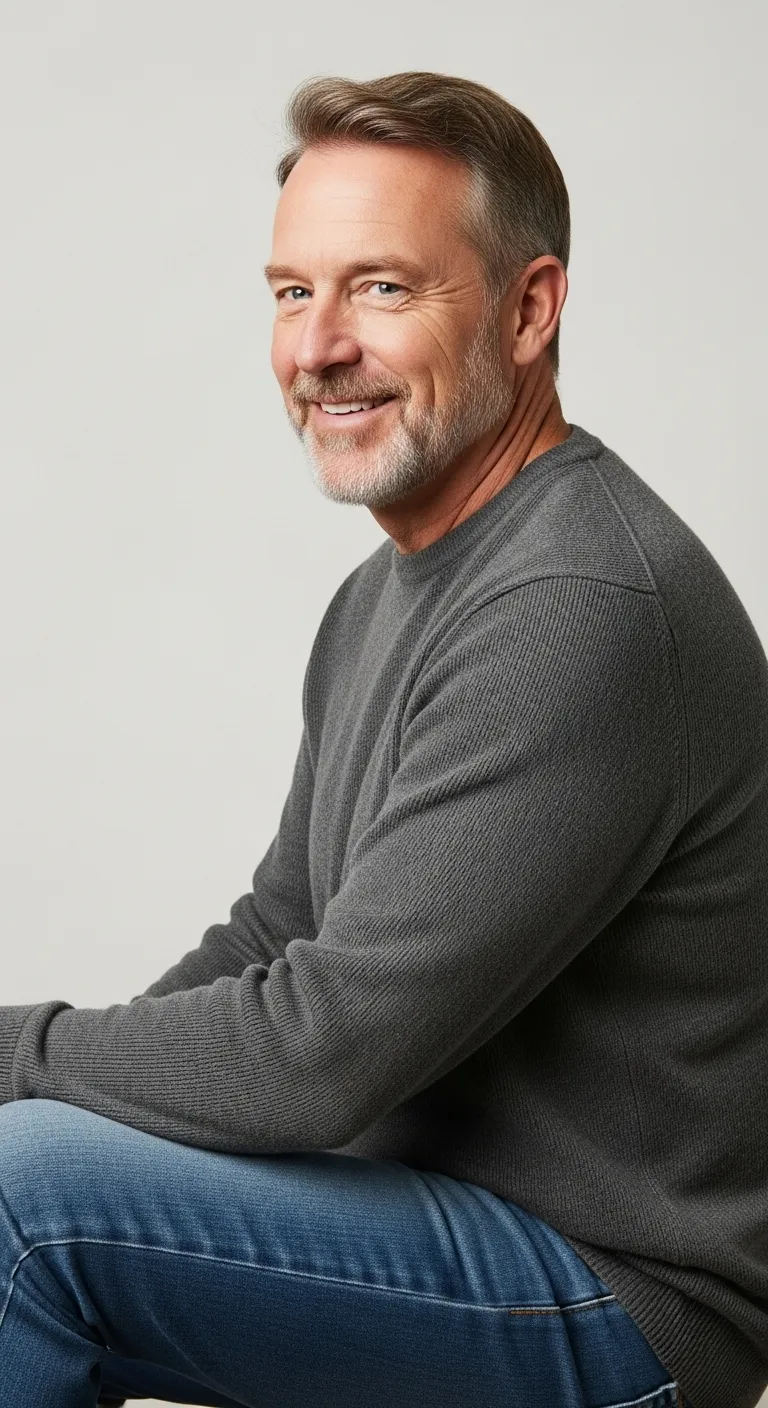 Smiling Middle-Aged Man Giving Gentle Advice