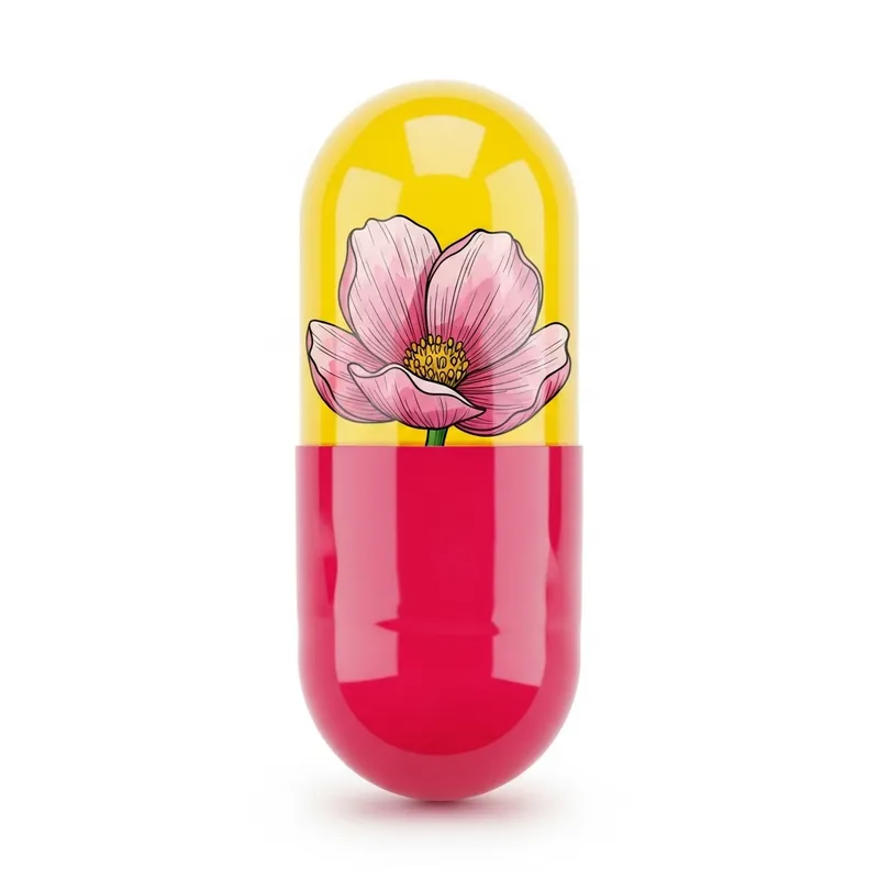 Colorful Gelatine Capsule with Intricate Flower Design