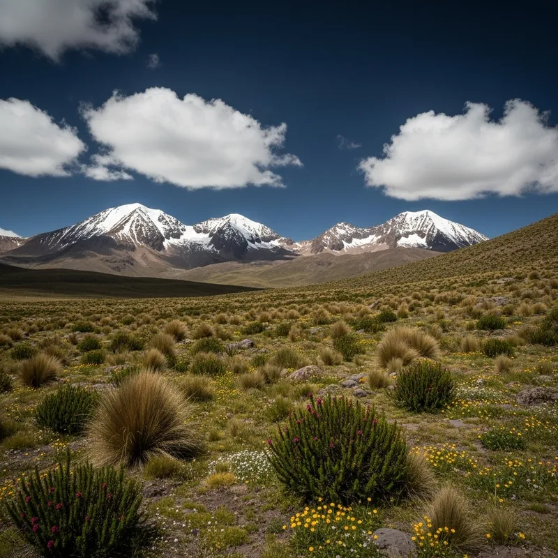 Verdant Subparamo Ecosystem in Andes Mountains