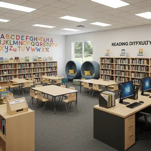 Colorful Elementary Library Layout | Children's Books & Education