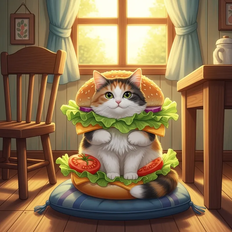 Adorable Cat Burger Scene: A Purrfect Delight