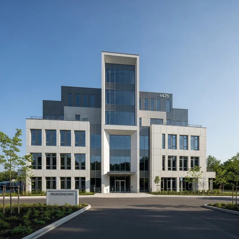 Minimalist Modern Office Building in Serene Setting