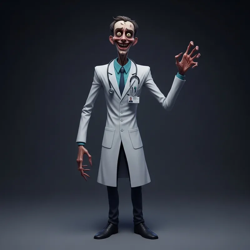 Eerie Nightmarish Doctor with Elongated Limbs