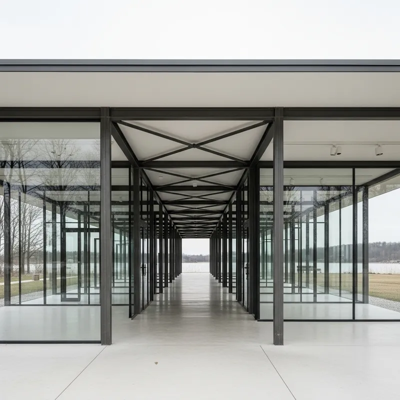 Architectural Pavilion Walkthrough, 40m², Van Der Rohe Style