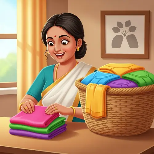 South Asian Mother: Laundry Day Delight | Family Care Cartoon