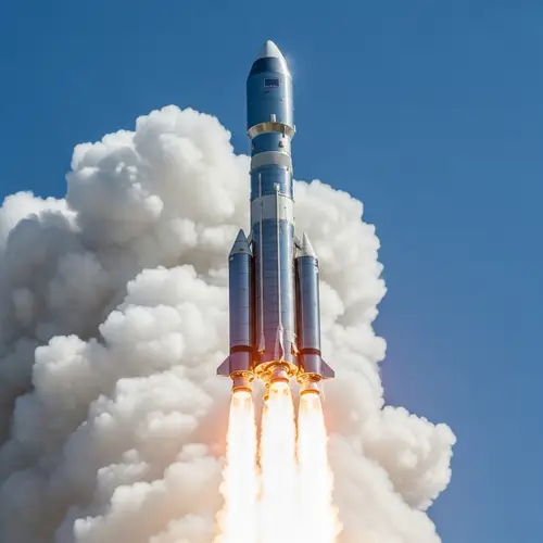 Rocket Ascending into the Sky | Space Exploration Image