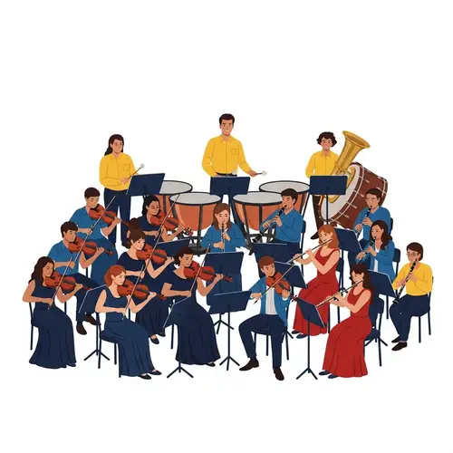 Colorful Symphony Orchestra with Diverse Musicians | Concert Harmony