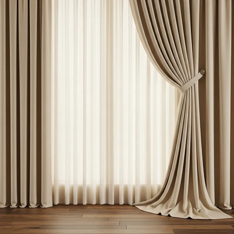 Cream Earth Tone Curtains and Complementary Flooring Cream Earth Tone Curtains and Complementary Flooring