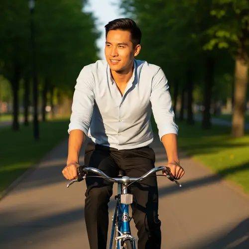 Obama Joyfully Riding a Bicycle in the Park