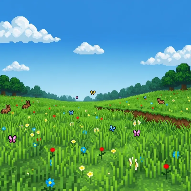 Game-Styled Idyllic Meadow Art Game-Styled Idyllic Meadow Art