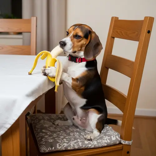 Adorable Beagle Dog Enjoying a Banana | Cute Pet Eating Fruit
