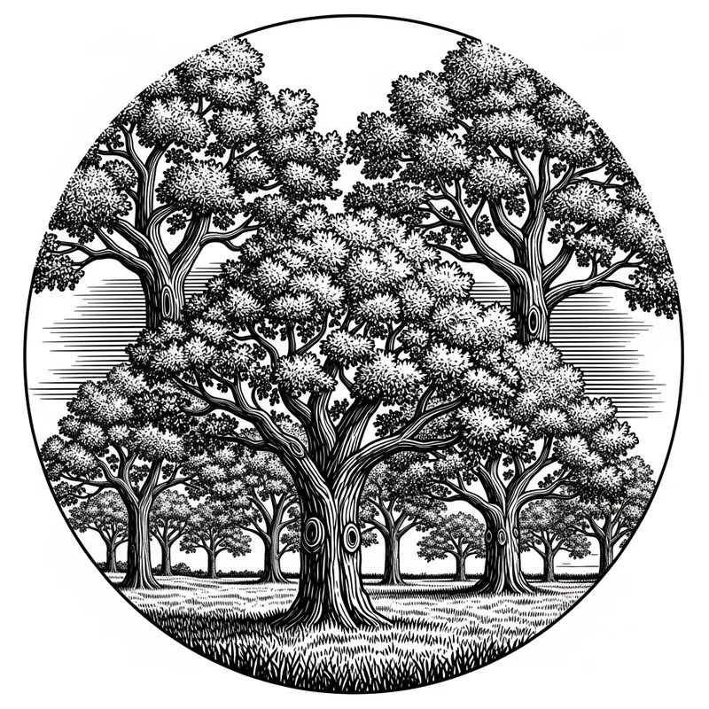 Vintage Oak Tree Engraving T-Shirt Design