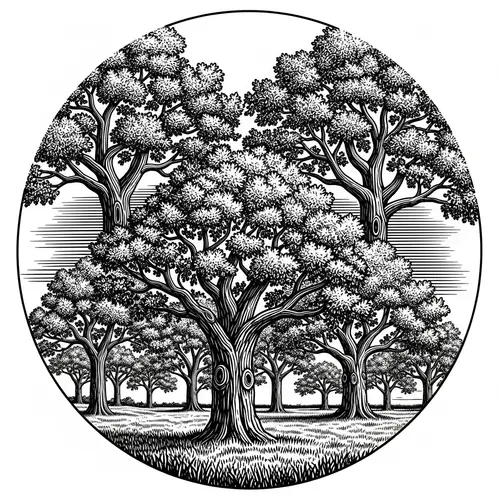 Vintage Oak Tree Engraving T-Shirt Design