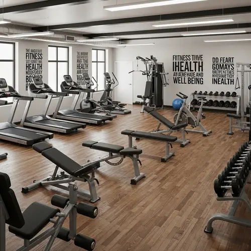 Modern Gym Interior Design | Fitness Equipment & Motivational Quotes