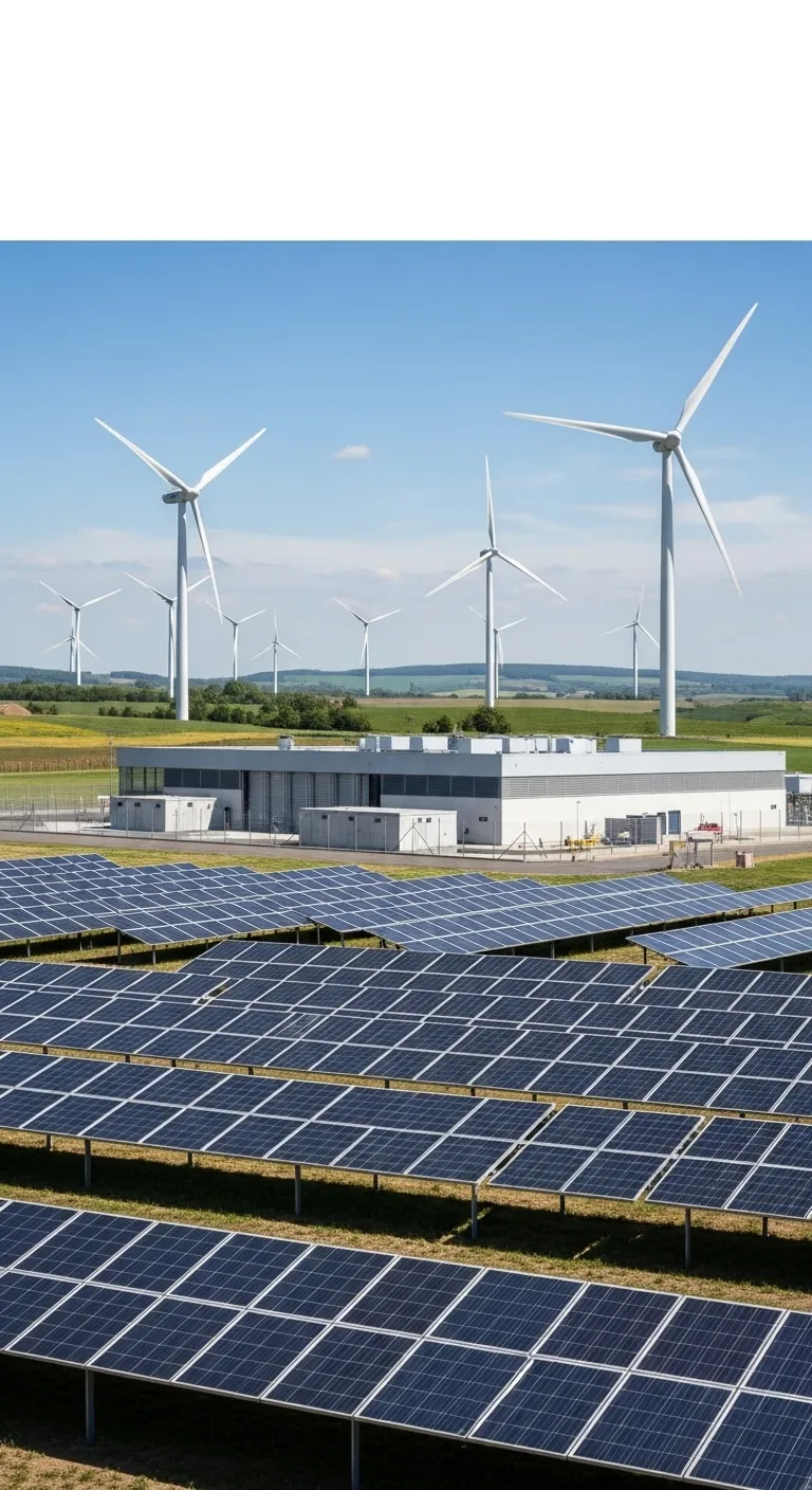 Hybrid Energy System: Solar Panels, Wind Turbines & Energy Storage
