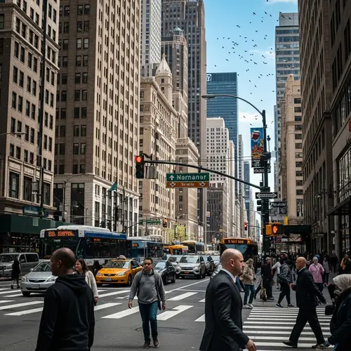 Busy City Street Scene | Hustle and Bustle of City Life