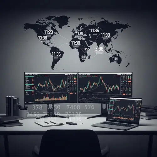Minimalist Forex Trading Scene - Neat Desk Setup with Real-time Charts