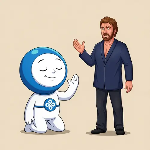 Humorous Cartoon Interaction: Chuck Norris & Friend
