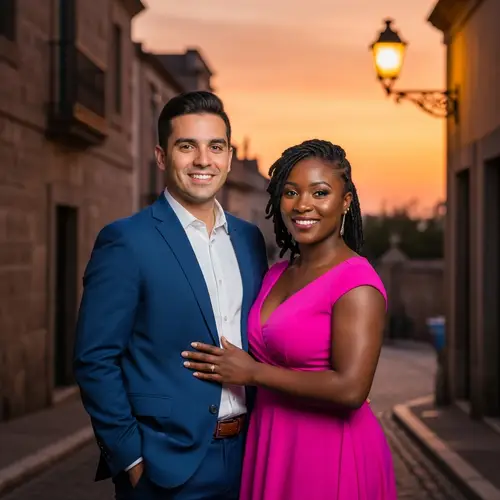 Una Pareja: Romantic Sunset in a Quaint Setting