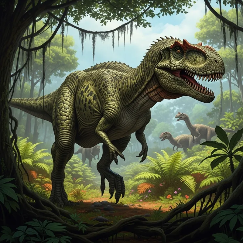 Prehistoric Dinosaur in Primeval Jungle Prehistoric Dinosaur in Primeval Jungle