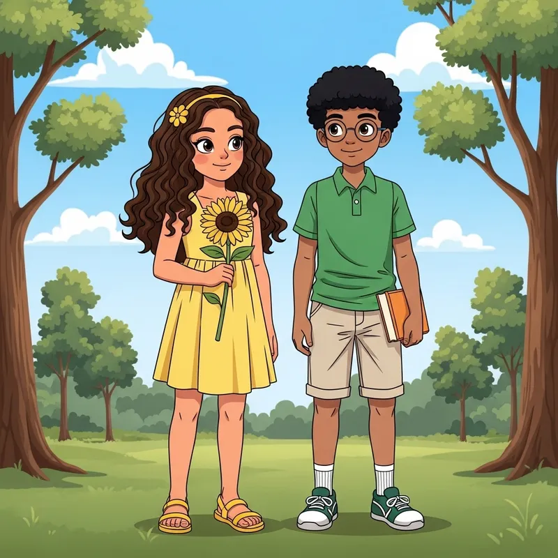 Hispanic Girl and Middle-Eastern Boy in Park