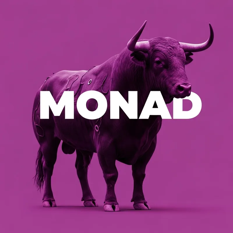 Vivid Purple Bull with 'MONAD' - Captivating Image