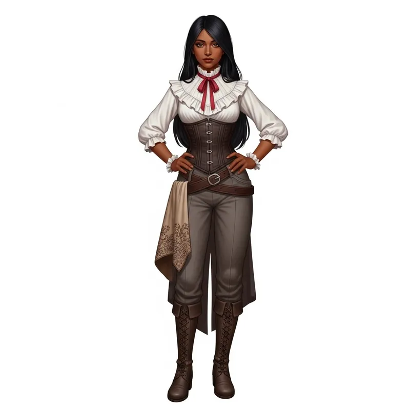 Victorian Style South Asian Female Dhampir in High Fantasy Setting