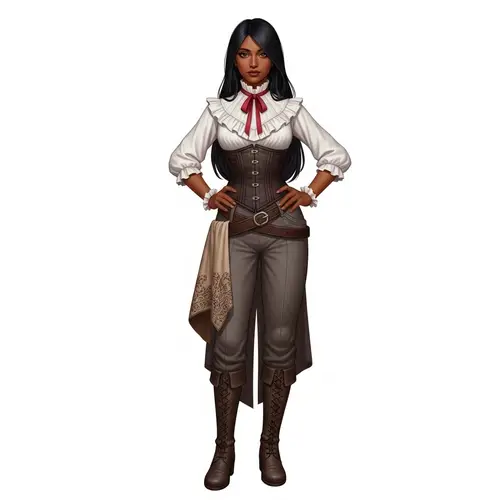 South Asian Female Dhampir in High Fantasy Dungeons & Dragons Setting