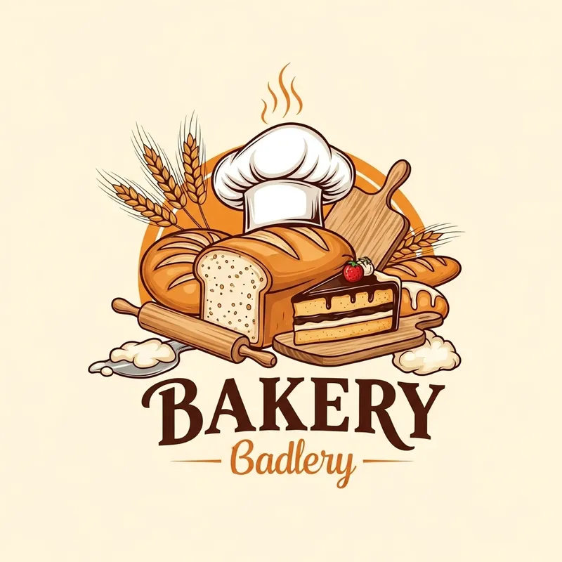 Bakery Logo Design with Bread, Cake, and More | Cozy Earthy Vibes