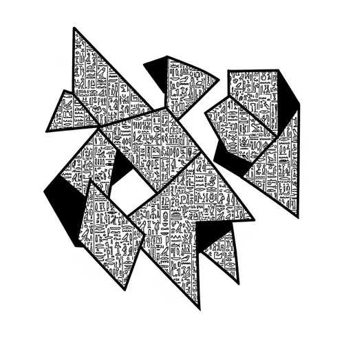 Geometric Black and White with Hieroglyphics