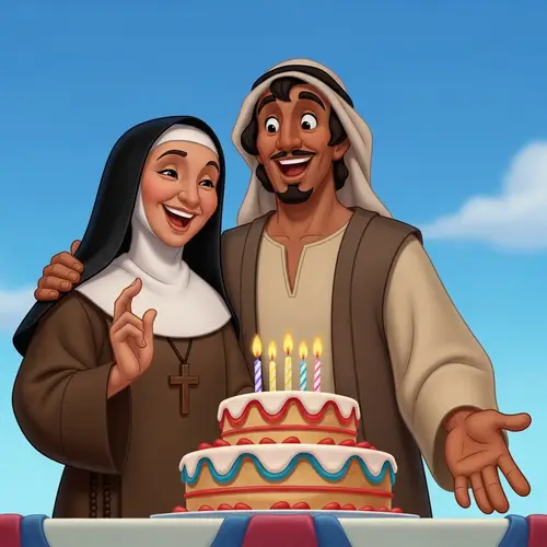 Celebrating Faith: Franciscan Nun and Jesus Birthday Scene