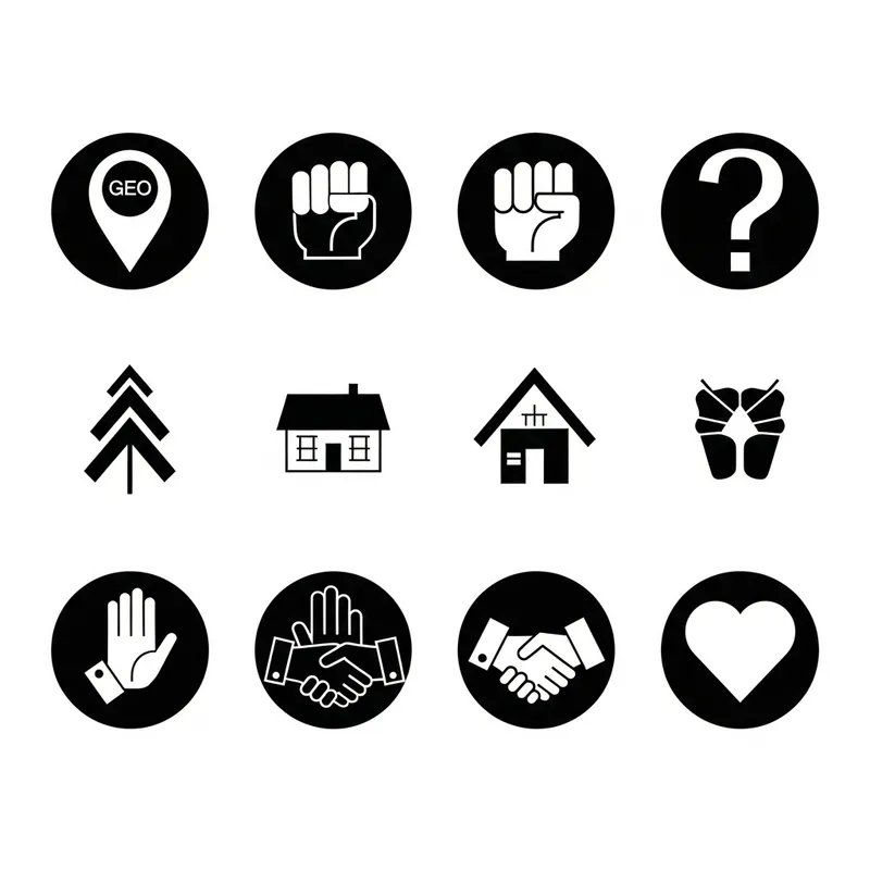 Modern Geometric Icon Designs for Children's Camp Website | Russian Constructivism