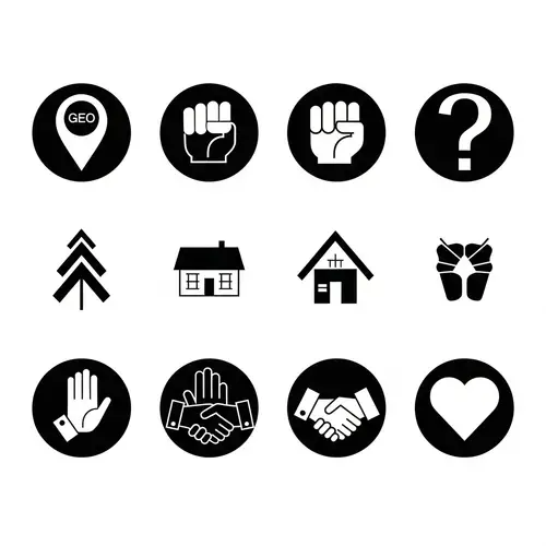 Minimalistic Round Icon Designs for Children's Camp Website Menu | Russian Constructivism