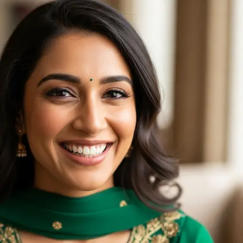 Radiant Indian Woman Smiling with Perfect Teeth | Joyful Expression