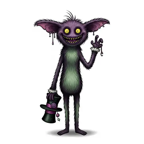 Whimsical Fuzzy Creature: Playful & Eerie Design