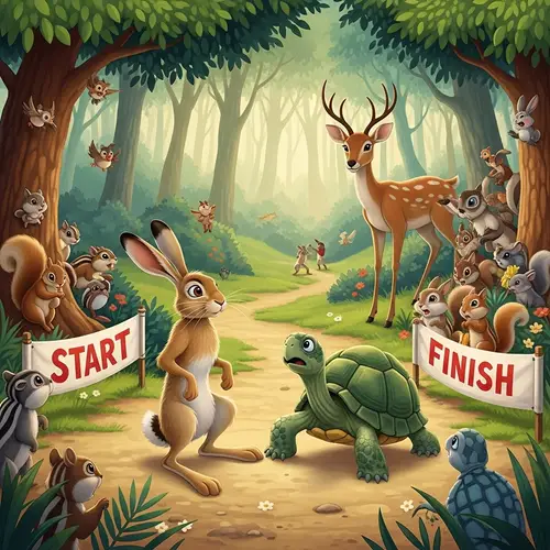 Forest Race: Hare vs Tortoise Epic Showdown