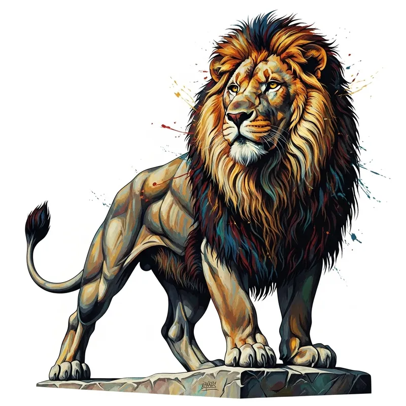 Regal Lion in Renaissance Style | Dynamic Pose with Intricate Details