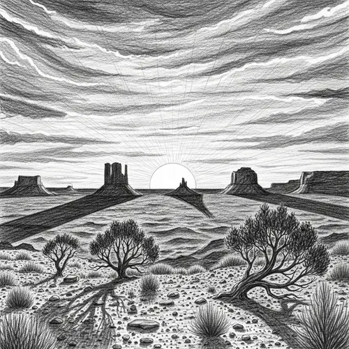 Stunning Pencil Drawings of Sunset Verses