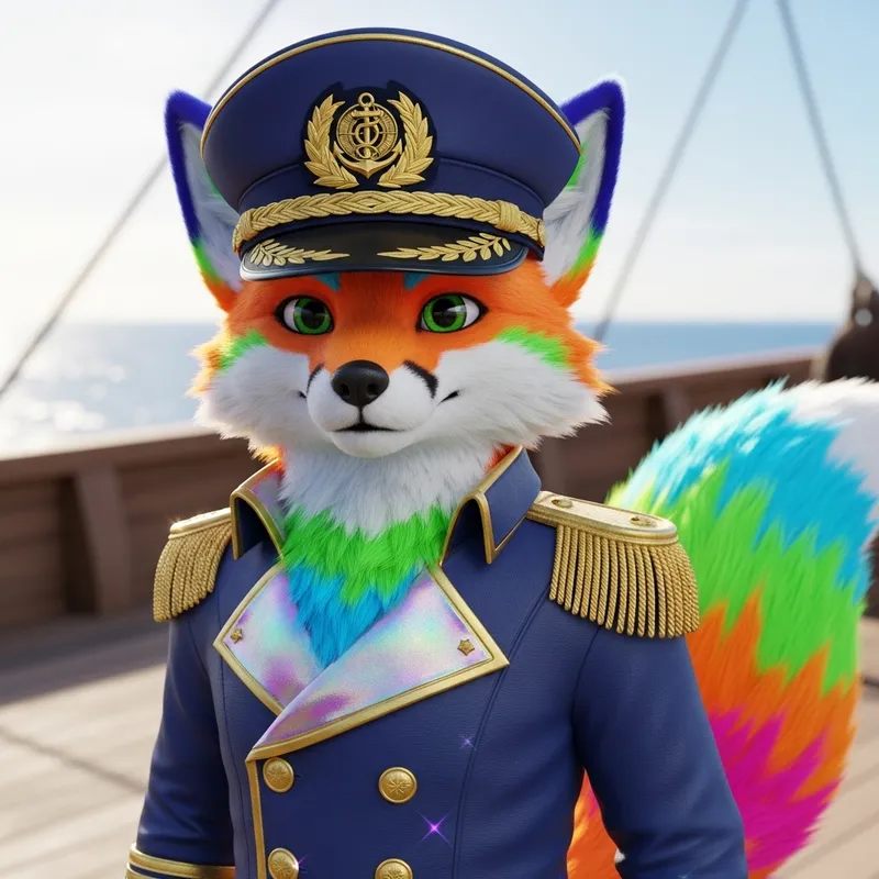 Colorful Fursona in Magnificent Captain Hat
