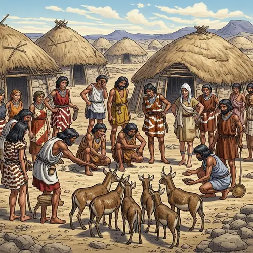 Ancient Hunter-Gatherer Scene at Göbeklitepe, 10,000 BC