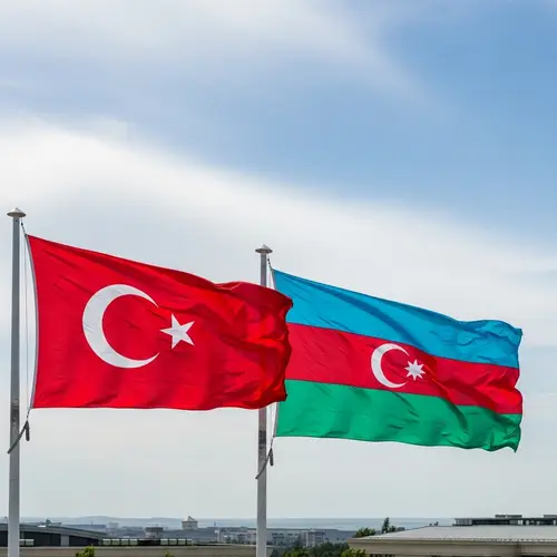 Flags of Turkey and Azerbaijan Flying High for Unity and Pride