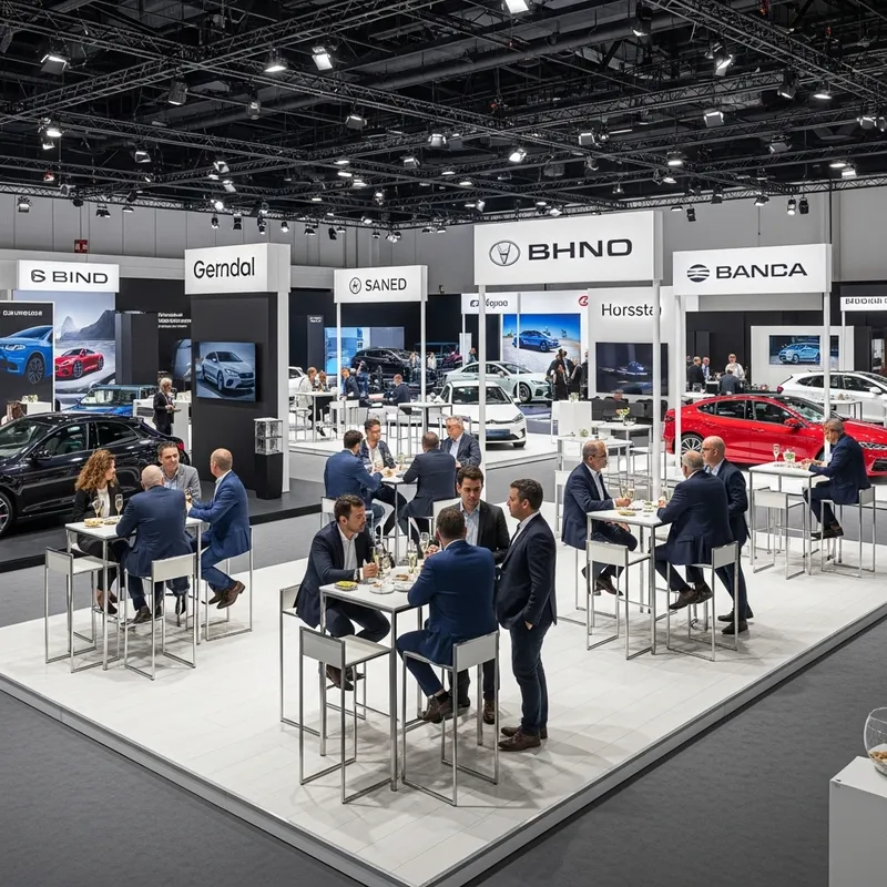 Luxury VIP Auto Stands at Conference Center with Champagne and Canapés