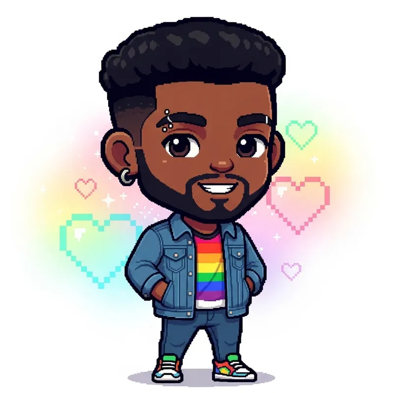 Cute Pixel Art of a Young Gay Character Cute Pixel Art of a Young Gay Character