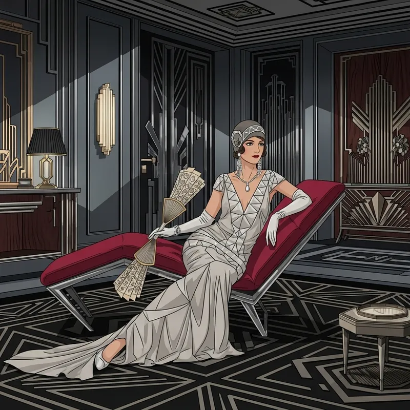 Elegant Art Deco Woman in Geometric Patterns