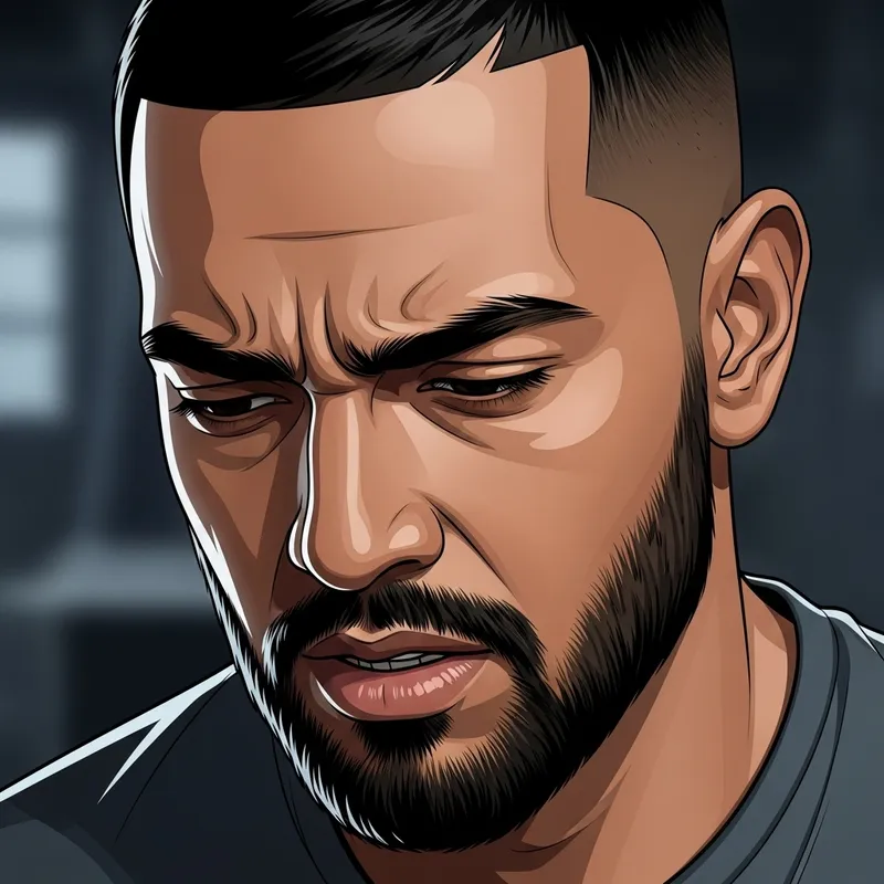 The Look of Guilt: Emotive South Asian Male Illustration The Look of Guilt: Emotive South Asian Male Illustration