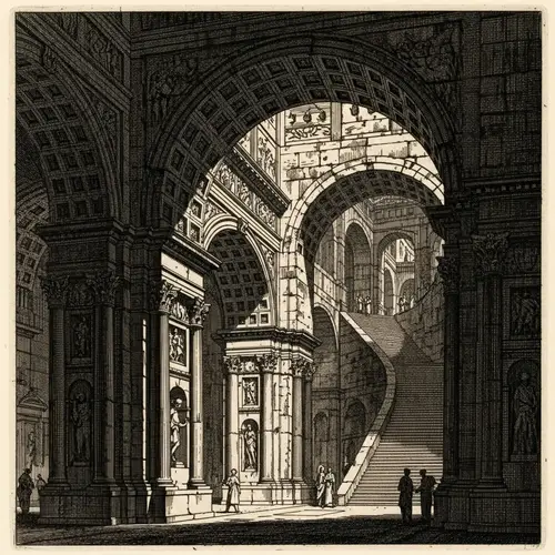 Giovanni Battista Piranesi Style Art: Neoclassical Archways & Details