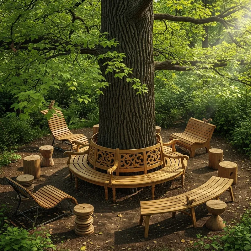Tree-Encircled Seating | Serene Outdoor Setting