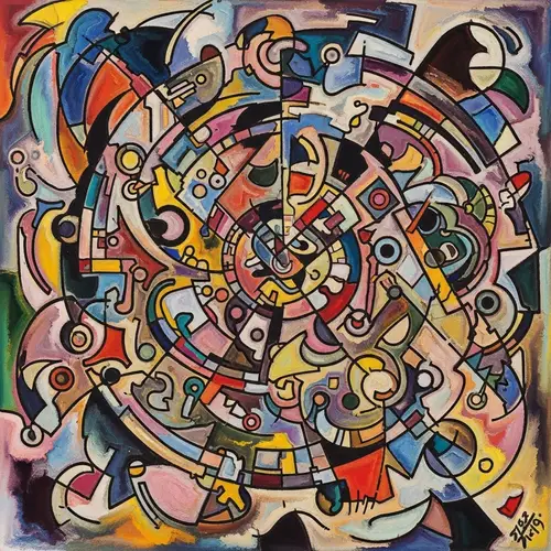 Early 20th Century Abstract Art: Swirling Colors, Geometric Shapes