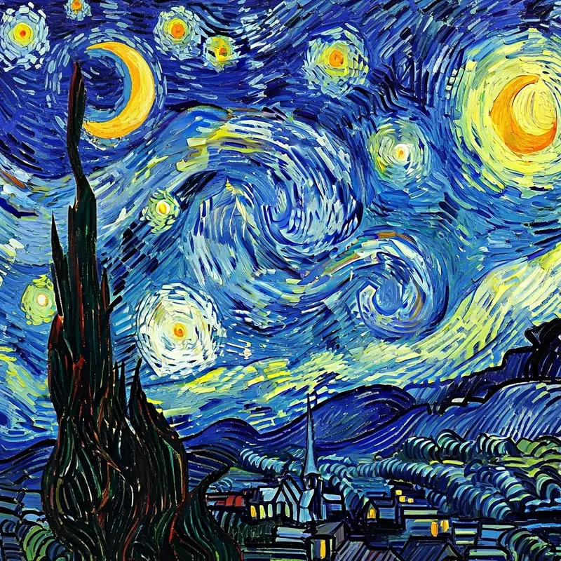 Starry Night Sky in Van Gogh's Style